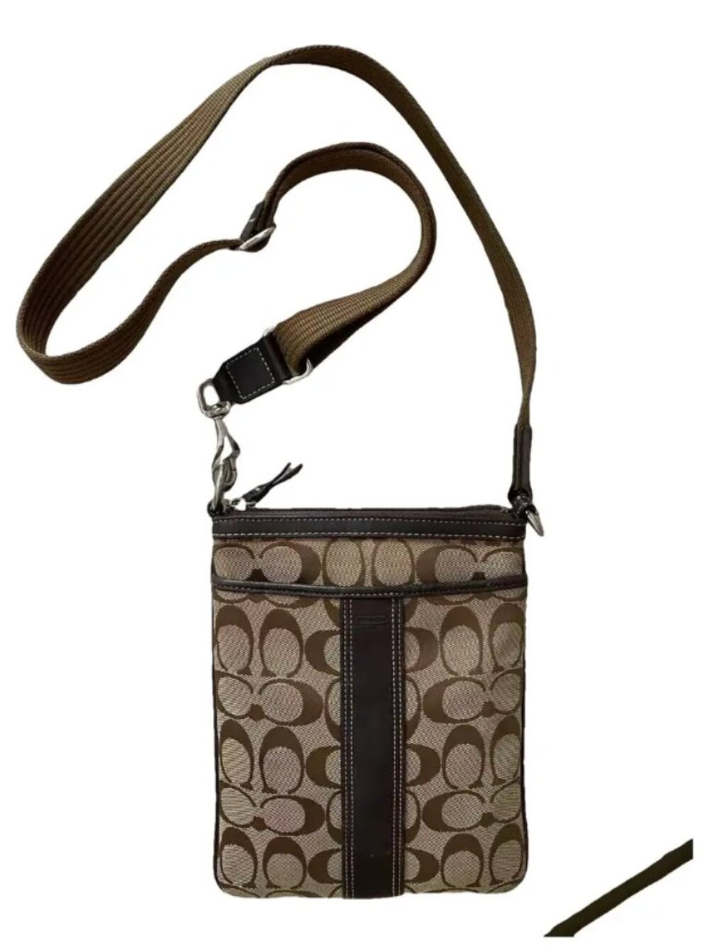 Coach Small Signature Crossbody in Tan and Black - Picture 1 of 11